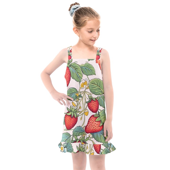 Strawberry Fruit Kids  Overall Dress