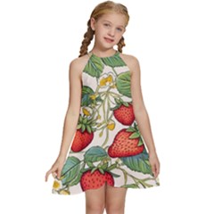 Strawberry Fruit Kids  Halter Collar Waist Tie Chiffon Dress by Amaryn4rt