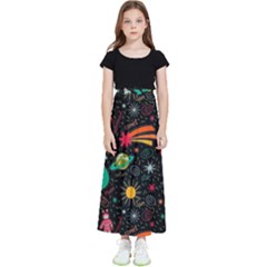 Seamless Pattern Space Kids  Flared Maxi Skirt by Amaryn4rt