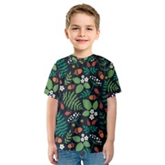 Pattern Forest Leaf Fruits Flowers Motif Kids  Sport Mesh Tee