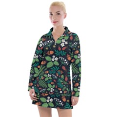 Pattern Forest Leaf Fruits Flowers Motif Women s Long Sleeve Casual Dress by Amaryn4rt