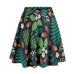 Pattern Forest Leaf Fruits Flowers Motif High Waist Skirt by Amaryn4rt