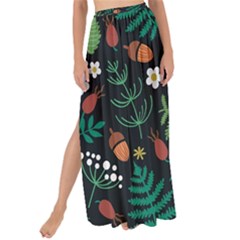 Pattern Forest Leaf Fruits Flowers Motif Maxi Chiffon Tie-up Sarong by Amaryn4rt