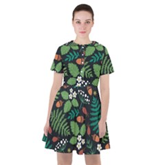 Pattern Forest Leaf Fruits Flowers Motif Sailor Dress by Amaryn4rt