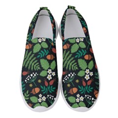 Pattern Forest Leaf Fruits Flowers Motif Women s Slip On Sneakers by Amaryn4rt