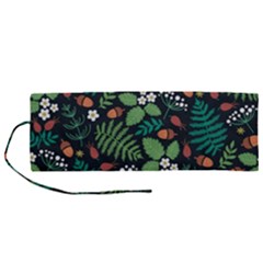 Pattern Forest Leaf Fruits Flowers Motif Roll Up Canvas Pencil Holder (m) by Amaryn4rt