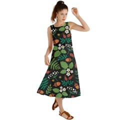 Pattern Forest Leaf Fruits Flowers Motif Summer Maxi Dress by Amaryn4rt