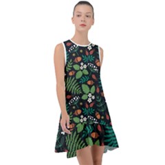 Pattern Forest Leaf Fruits Flowers Motif Frill Swing Dress by Amaryn4rt