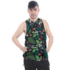 Pattern Forest Leaf Fruits Flowers Motif Men s Sleeveless Hoodie by Amaryn4rt