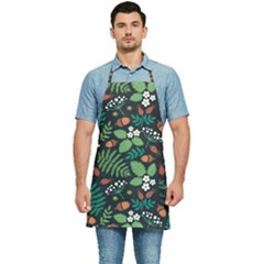 Pattern Forest Leaf Fruits Flowers Motif Kitchen Apron by Amaryn4rt