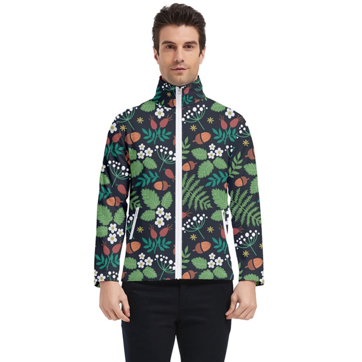 Pattern Forest Leaf Fruits Flowers Motif Men s Bomber Jacket