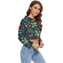 Pattern Forest Leaf Fruits Flowers Motif Women s Lightweight Cropped Hoodie View3