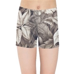 Plant Leaves Pattern Kids  Sports Shorts by Amaryn4rt