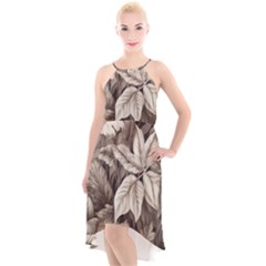 Plant Leaves Pattern High-low Halter Chiffon Dress  by Amaryn4rt