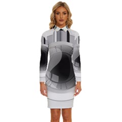 Washing Machines Home Electronic Long Sleeve Shirt Collar Bodycon Dress by pakminggu