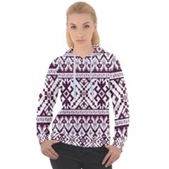 Illustration Ukrainian Folk Seamless Pattern Ornament Women s Overhead Hoodie