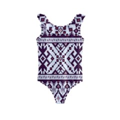 Illustration Ukrainian Folk Seamless Pattern Ornament Kids  Frill Swimsuit by pakminggu