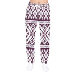 Illustration Ukrainian Folk Seamless Pattern Ornament Women Velvet Drawstring Pants