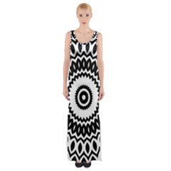 Circular Concentric Radial Symmetry Abstract Thigh Split Maxi Dress by pakminggu