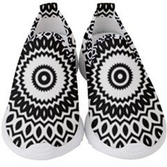 Circular Concentric Radial Symmetry Abstract Kids  Slip On Sneakers by pakminggu