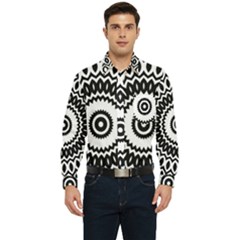 Circular Concentric Radial Symmetry Abstract Men s Long Sleeve Pocket Shirt  by pakminggu