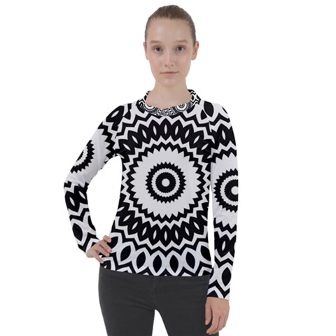 Circular Concentric Radial Symmetry Abstract Women s Pique Long Sleeve Tee by pakminggu