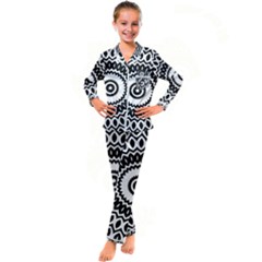 Circular Concentric Radial Symmetry Abstract Kids  Satin Long Sleeve Pajamas Set by pakminggu