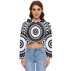 Circular Concentric Radial Symmetry Abstract Women s Lightweight Cropped Hoodie by pakminggu