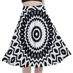 Circular Concentric Radial Symmetry Abstract A-line Full Circle Midi Skirt With Pocket