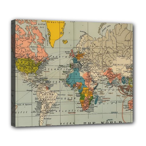 Vintage World Map Deluxe Canvas 24  X 20  (stretched) by pakminggu