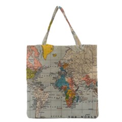 Vintage World Map Grocery Tote Bag by pakminggu