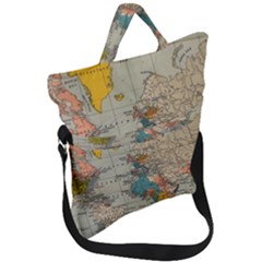 Vintage World Map Fold Over Handle Tote Bag by pakminggu