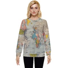 Vintage World Map Hidden Pocket Sweatshirt by pakminggu