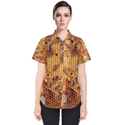 Bees Nature Animals Honeycomb Women s Short Sleeve Shirt by pakminggu