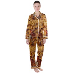 Bees Nature Animals Honeycomb Women s Long Sleeve Satin Pajamas Set	 by pakminggu