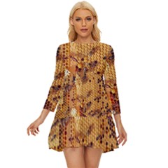 Bees Nature Animals Honeycomb Long Sleeve Babydoll Dress by pakminggu