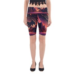 Fire Flame Burn Hot Heat Light Burning Orange Yoga Cropped Leggings by pakminggu