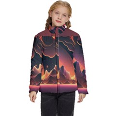 Fire Flame Burn Hot Heat Light Burning Orange Kids  Puffer Bubble Jacket Coat by pakminggu