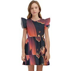 Fire Flame Burn Hot Heat Light Burning Orange Kids  Winged Sleeve Dress by pakminggu