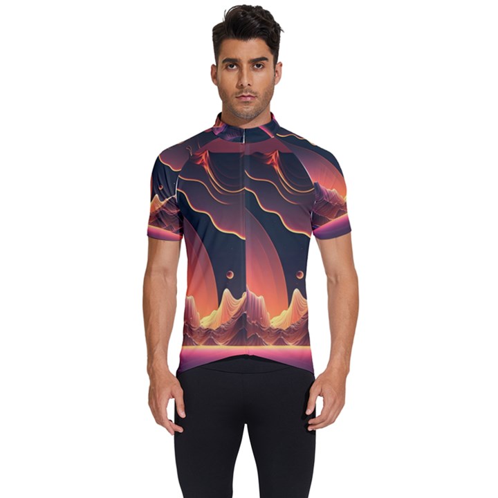 Fire Flame Burn Hot Heat Light Burning Orange Men s Short Sleeve Cycling Jersey