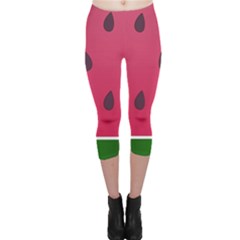 Watermelon Fruit Summer Red Fresh Food Healthy Capri Leggings  by pakminggu