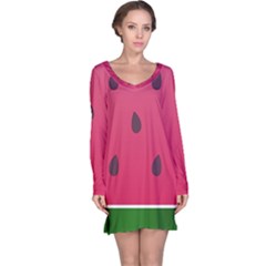 Watermelon Fruit Summer Red Fresh Food Healthy Long Sleeve Nightdress by pakminggu