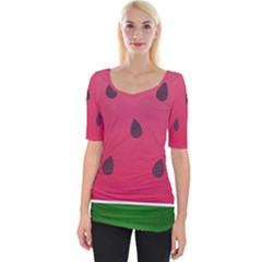 Watermelon Fruit Summer Red Fresh Food Healthy Wide Neckline Tee