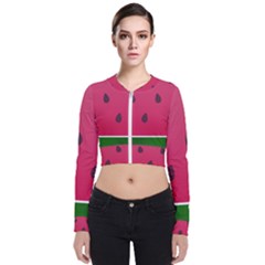 Watermelon Fruit Summer Red Fresh Food Healthy Long Sleeve Zip Up Bomber Jacket by pakminggu