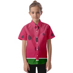 Watermelon Fruit Summer Red Fresh Food Healthy Kids  Short Sleeve Shirt by pakminggu