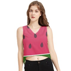 Watermelon Fruit Summer Red Fresh Food Healthy V-neck Cropped Tank Top by pakminggu