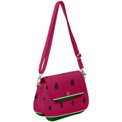 Watermelon Fruit Summer Red Fresh Food Healthy Saddle Handbag by pakminggu