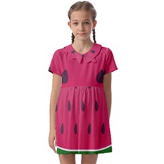 Watermelon Fruit Summer Red Fresh Food Healthy Kids  Asymmetric Collar Dress by pakminggu