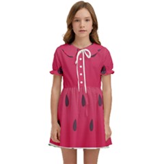 Watermelon Fruit Summer Red Fresh Food Healthy Kids  Sweet Collar Dress by pakminggu