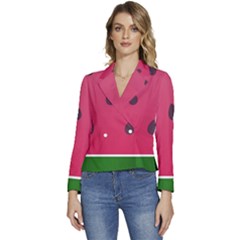 Watermelon Fruit Summer Red Fresh Food Healthy Women s Long Sleeve Revers Collar Cropped Jacket by pakminggu